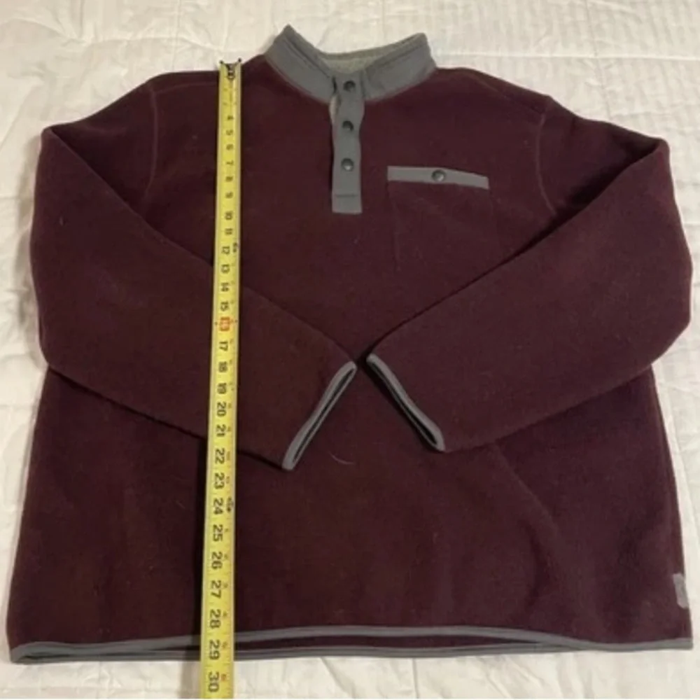 GH Bass And Co Mens XXL Pullover Fleece 3 Button Front Soft Long Sleeve Burgundy